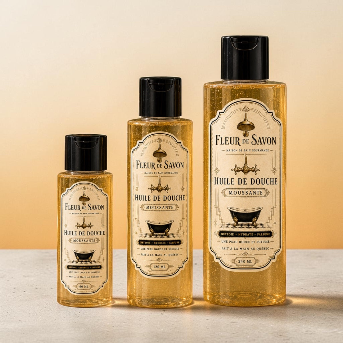 Huile de douche moussante