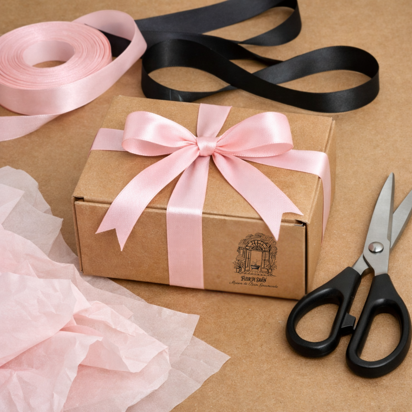 Présentation Cadeau, papier de soie & ruban de satin