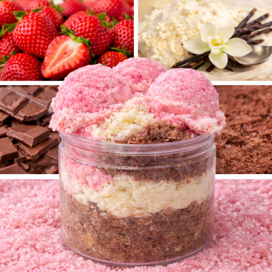 Scrub moussant au sucre • Rêve Napolitain (Fraise•Vanille•Chocolat)
