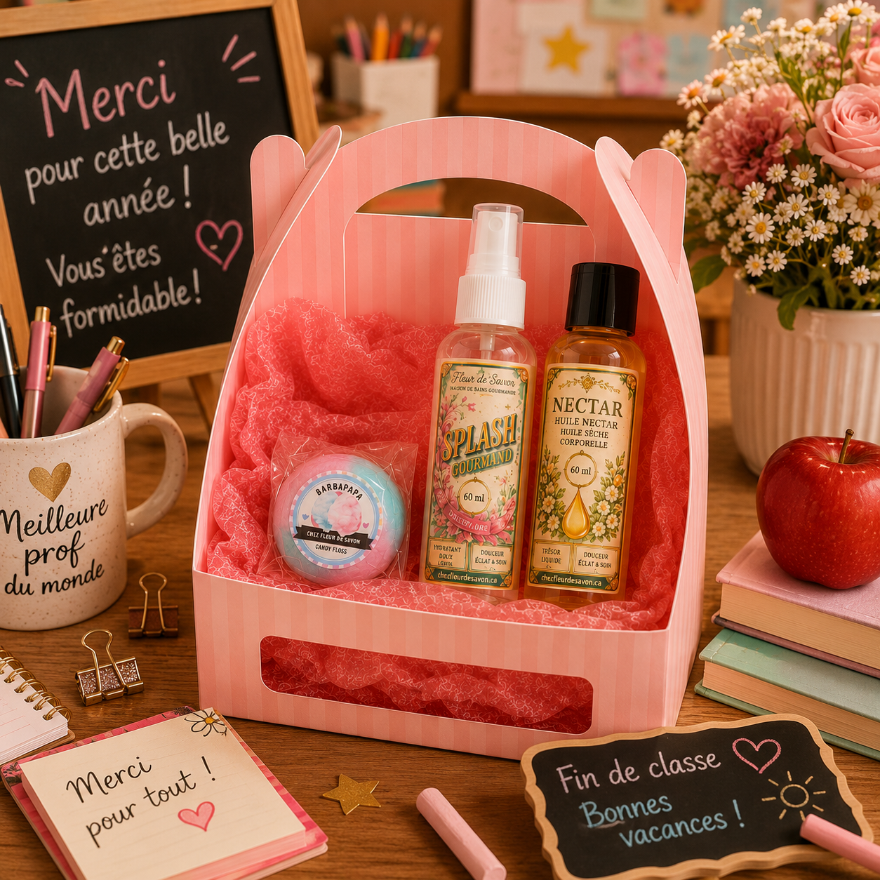 Coup de Coeur • Cadeau professeur - Trio Savon, huile sèche et splash