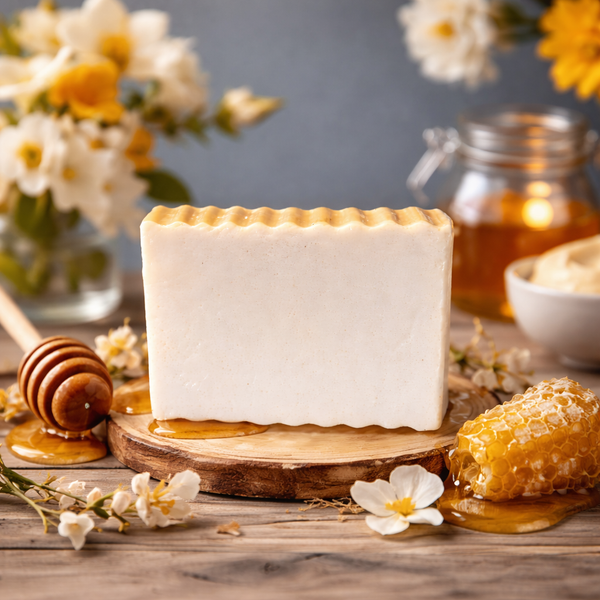 Savon fait a la main fragrance crème et  miel, doux pour la peau de fleur de savon