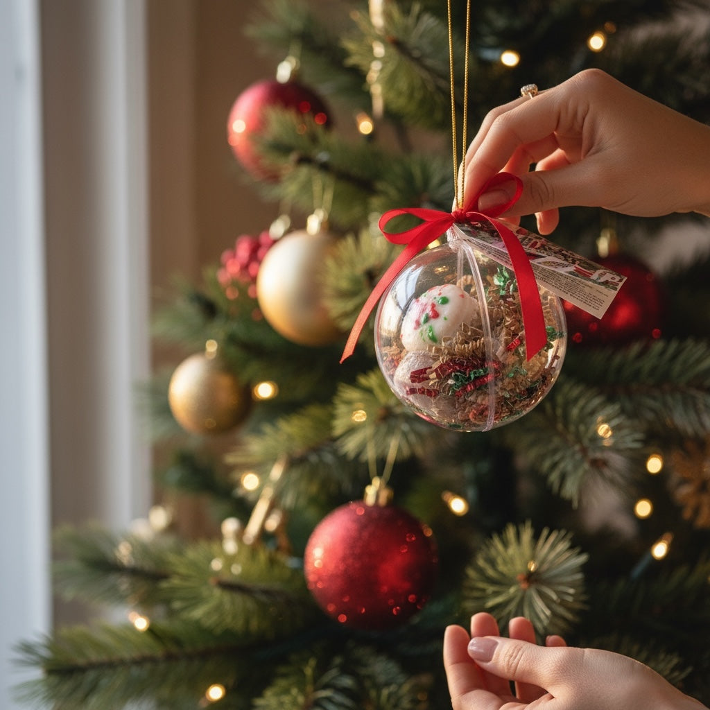 Christmas ornament containing 3 goat's milk soap macaroons • Practical, festive and original gift