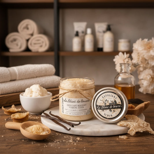 Scrub moussant au sucre • Le Blanc de Beurre • Karité, Vanille
