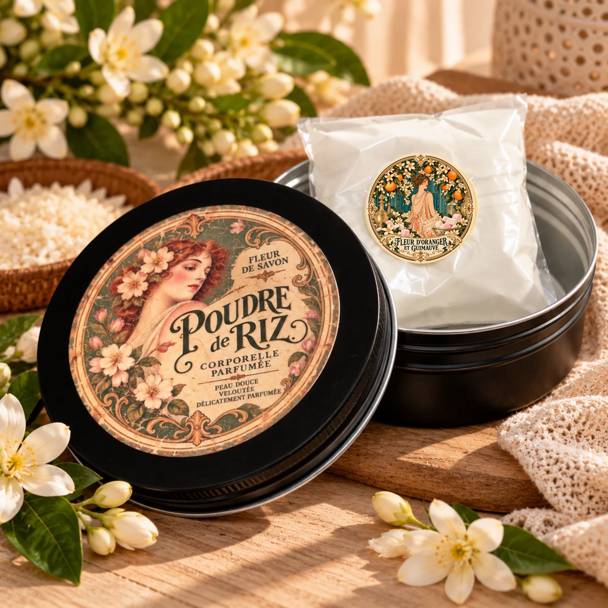 Poudre de riz corporelle parfumée