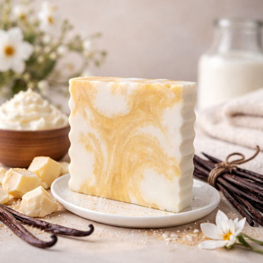 Savon doux au parfum de vanille et beurre de karité fait a la main au quebec