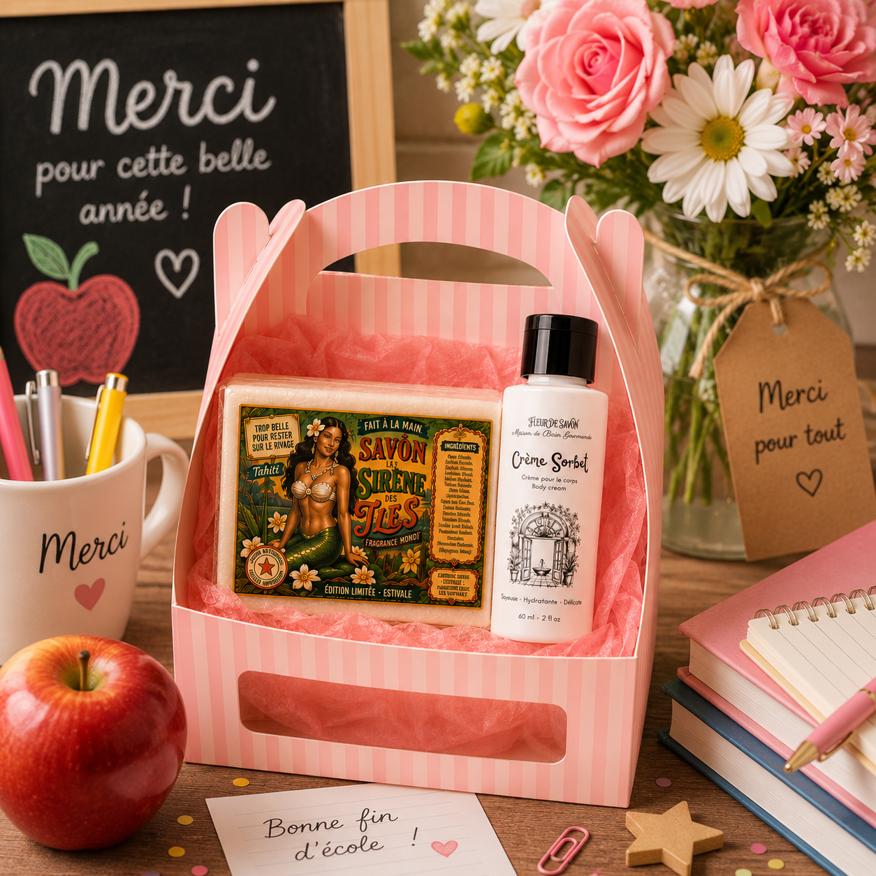 Merci beaucoup • Cadeau professeur - Duo savon et crème
