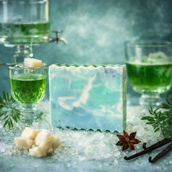 Savon artisanal frais a la fragrance d'anis herbacé