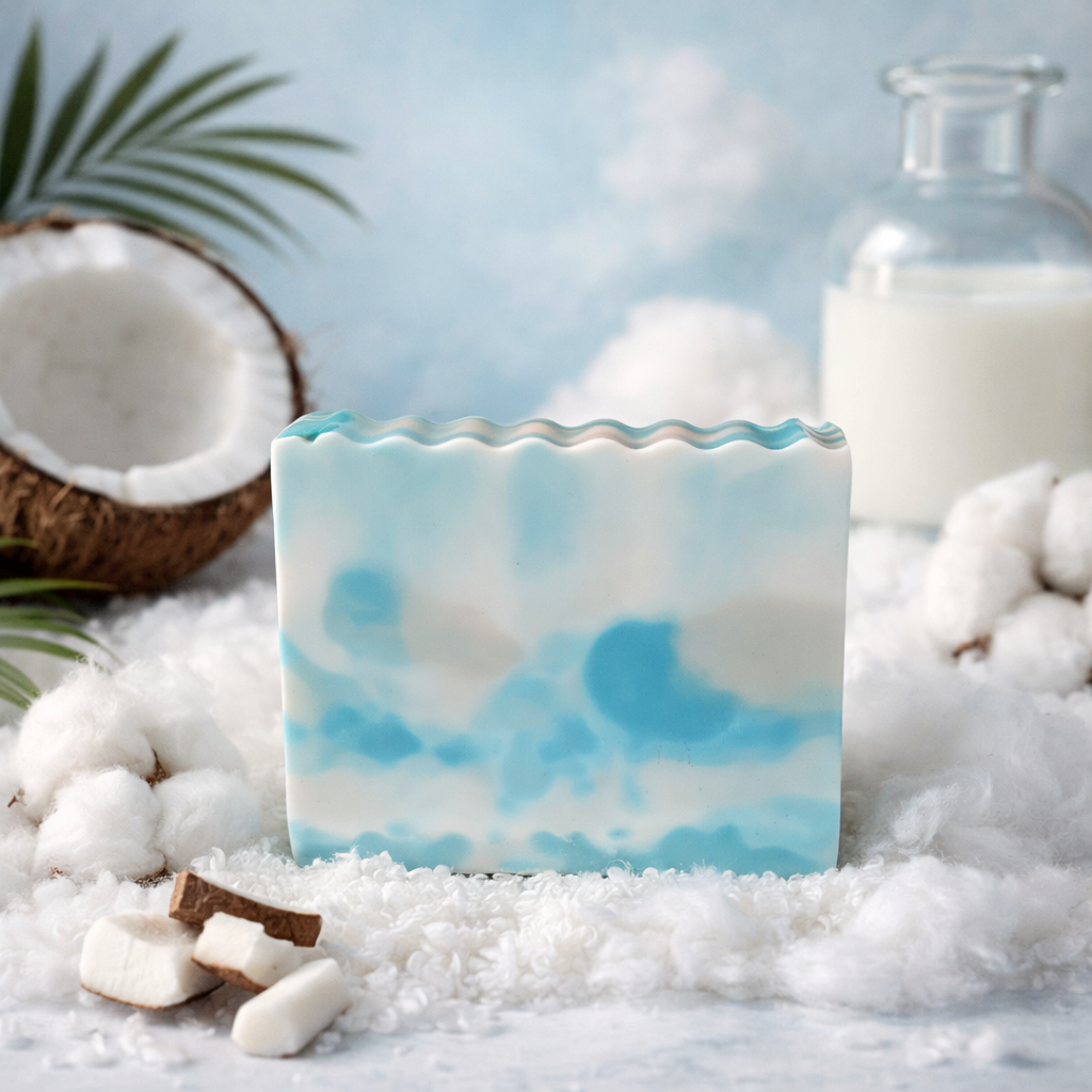 Savon fait a la main par fleur de savon au lait de chevre et coco