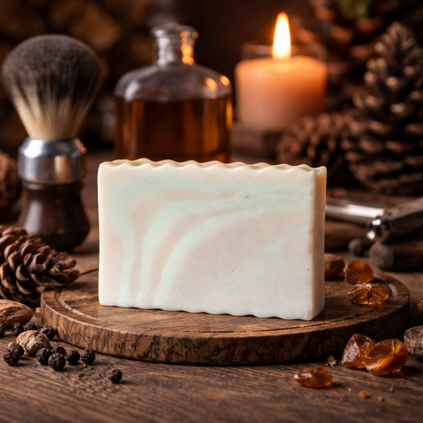 Savon artisanal pour homme fragrance ambre et bois