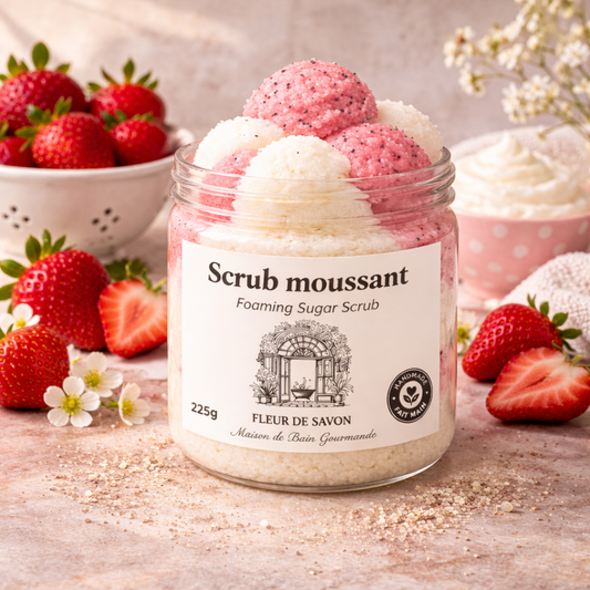 Scrub moussant au sucre • Fraise & Crème