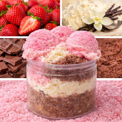 Scrub moussant au sucre • Rêve Napolitain (Fraise•Vanille•Chocolat)