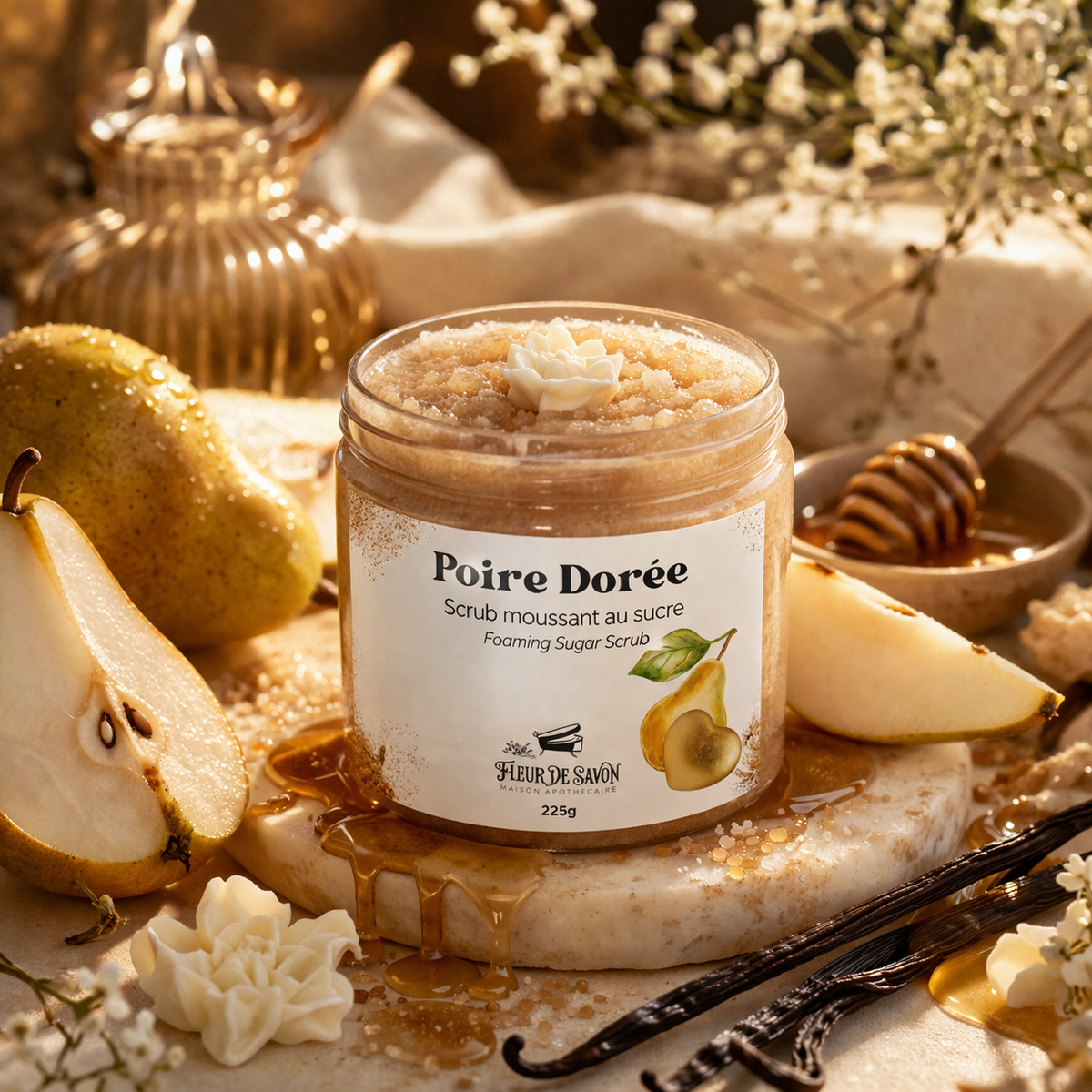 Foaming sugar scrub • Golden Pear